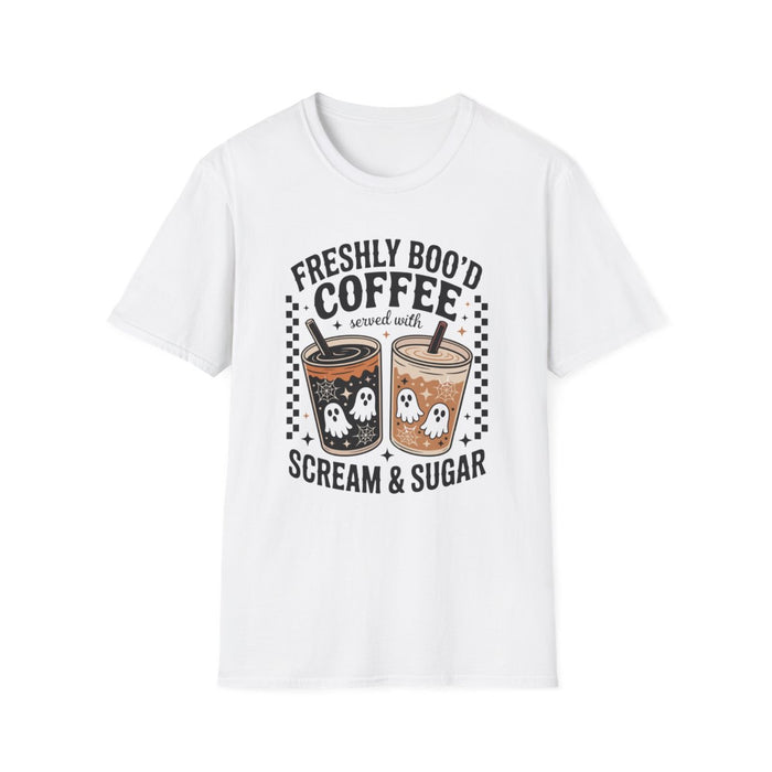 Freshly Boo'd Coffee Halloween Graphic T-Shirt - funny t-shirt by Cheeky Business