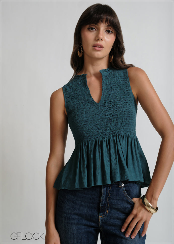 Frill Detailed Smocked Top - 270426