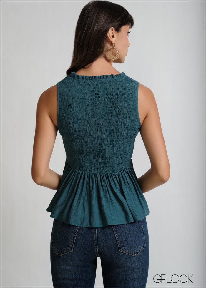 Frill Detailed Smocked Top - 270426