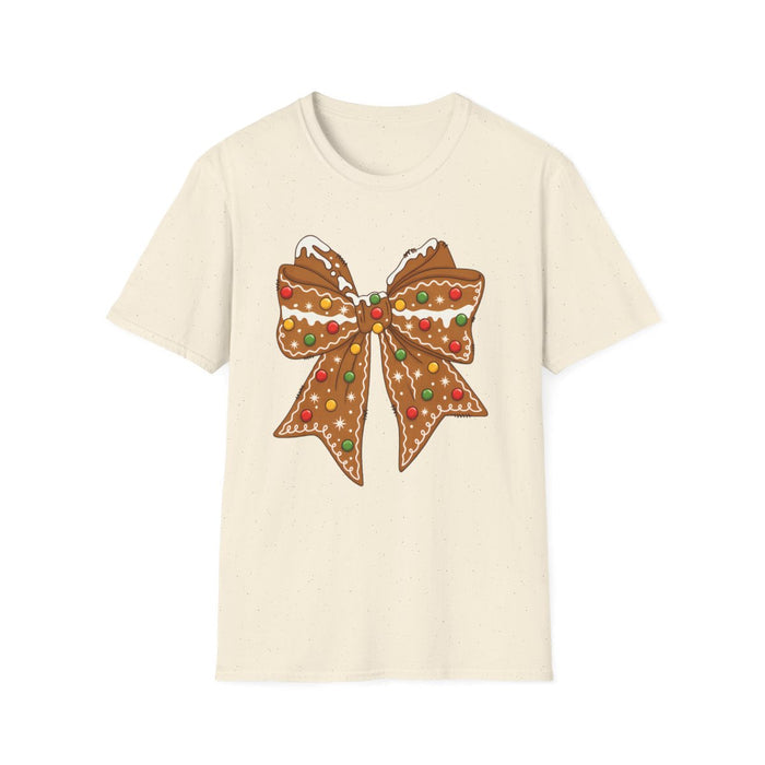 Gingerbread Coquette Bow Christmas T-Shirt - funny t-shirt by Cheeky Business