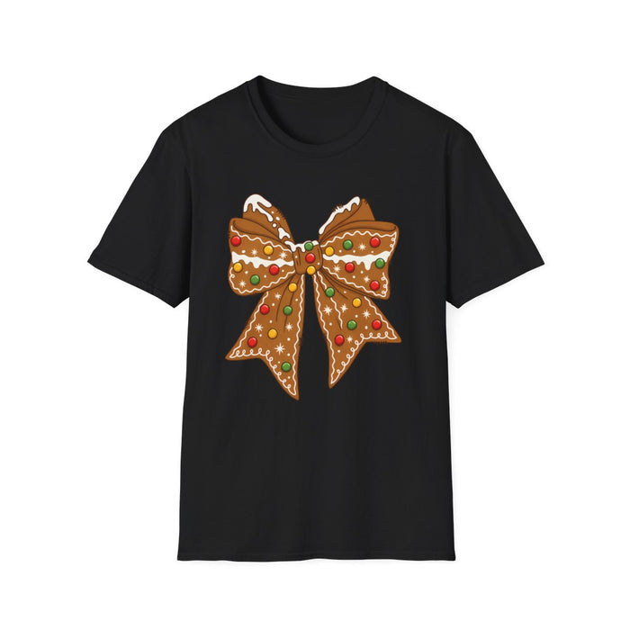 Gingerbread Coquette Bow Christmas T-Shirt - funny t-shirt by Cheeky Business