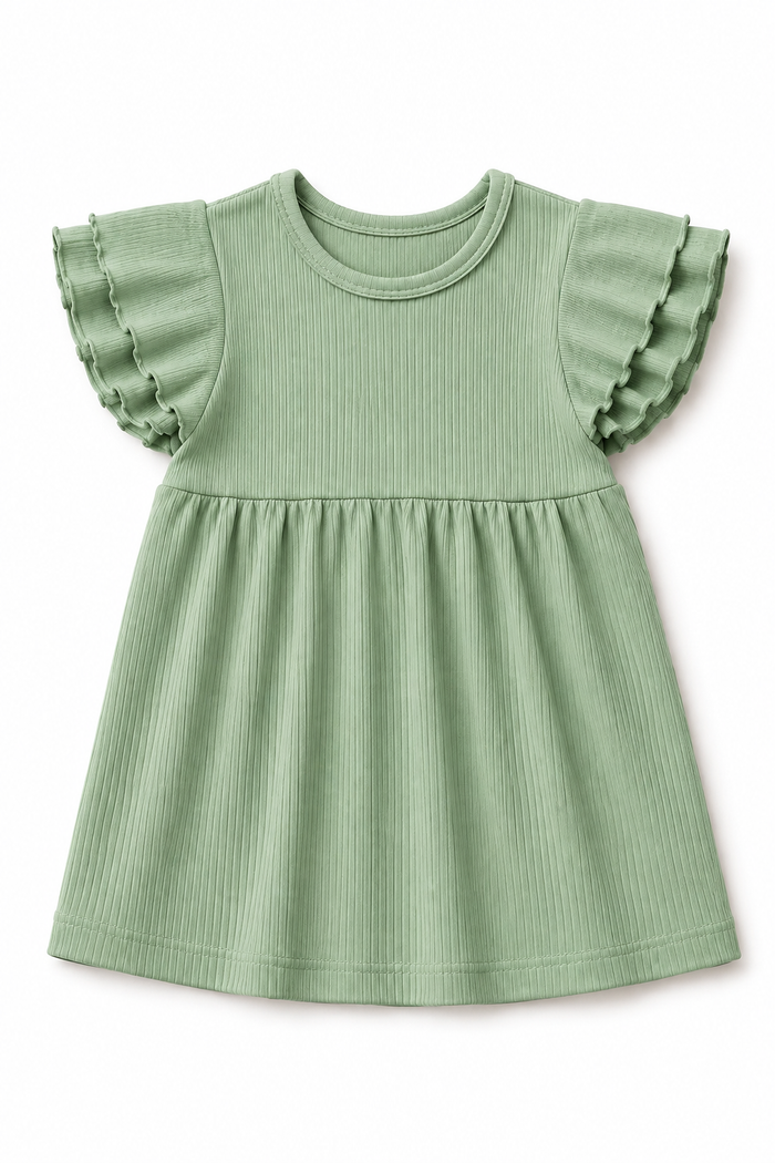 GIRLS Madi Flutter Sleeve Top in Sage (Final Sale)