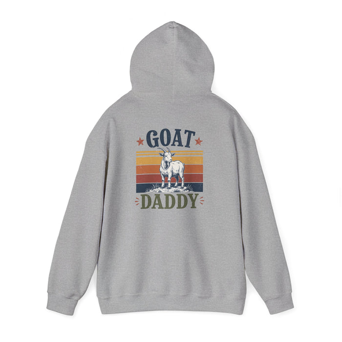 sport grey hoodie with GOAT daddy greatest of all time funny dad graphic