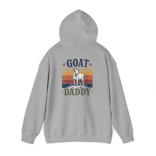 sport grey hoodie with GOAT daddy greatest of all time funny dad graphic