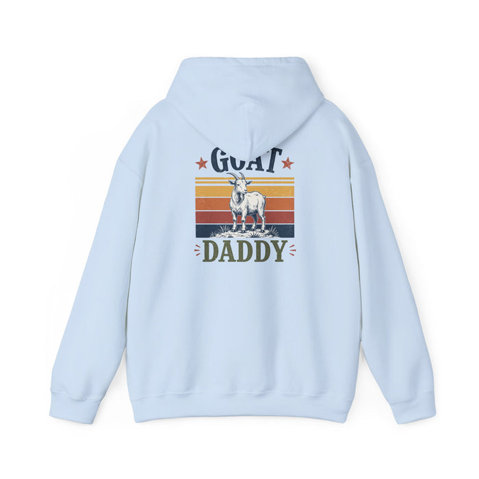 sand hoodie with GOAT daddy greatest of all time graphic design for dad