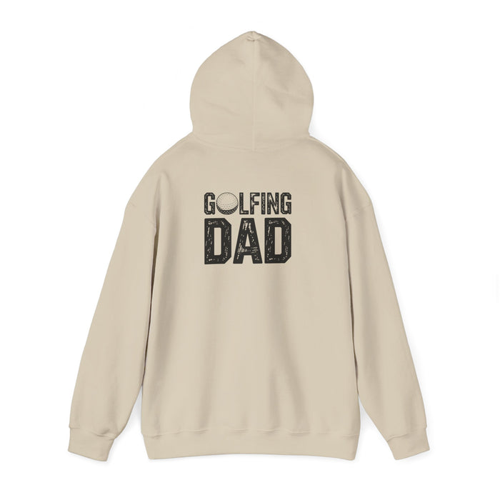 light pink hoodie with golfing dad funny dad design