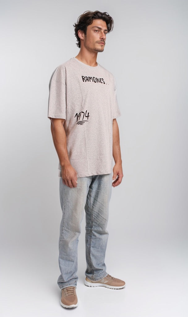 Graphic Print Oversized Crew Neck T-Shirt