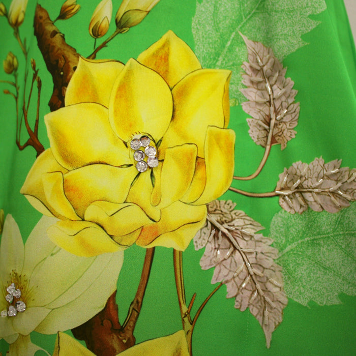 Green Floral Beaded Ao Dai TOP ONLY