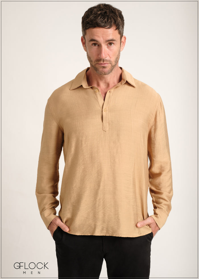 Half Placket Long Sleeve Shirt - 171024