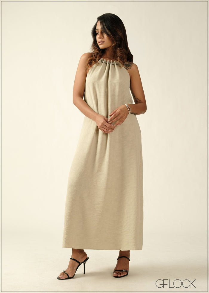 Halter Neck Gathered Dress - 270726
