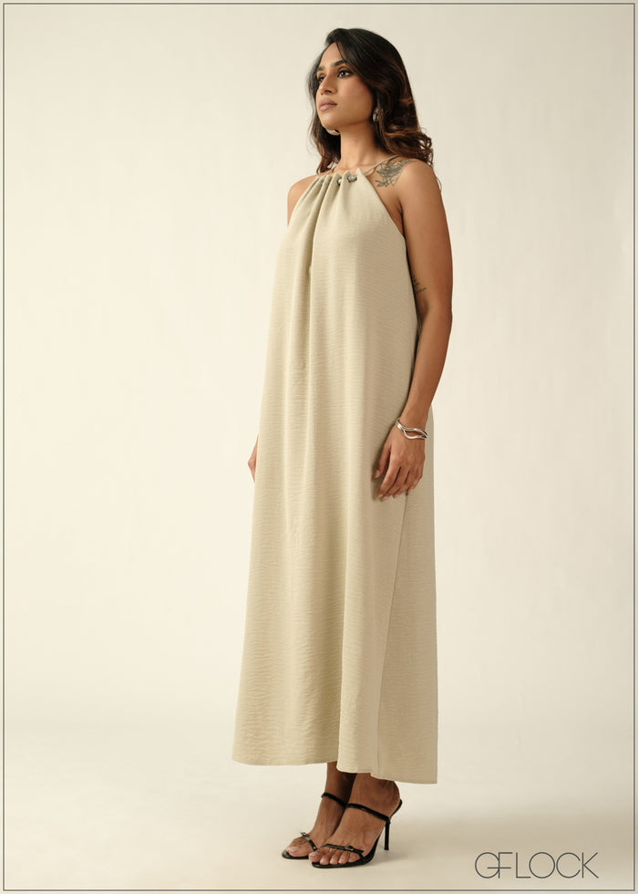 Halter Neck Gathered Dress - 270726