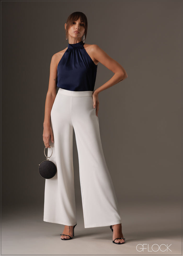 High neck sleeveless satin top