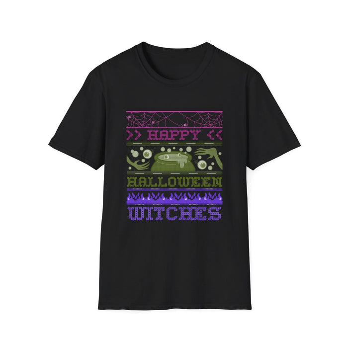 Happy Halloween Witches Retro Graphic T-Shirt - funny t-shirt by Cheeky Business