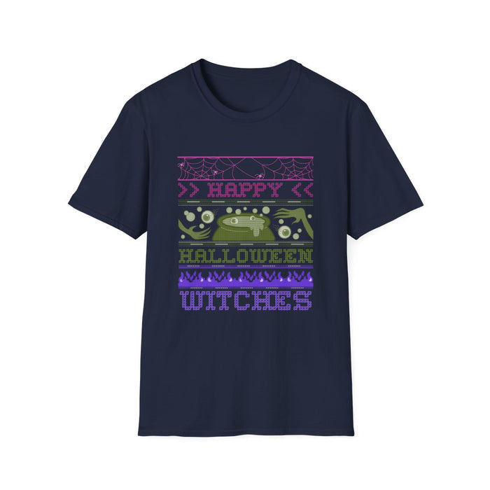 Happy Halloween Witches Retro Graphic T-Shirt - funny t-shirt by Cheeky Business