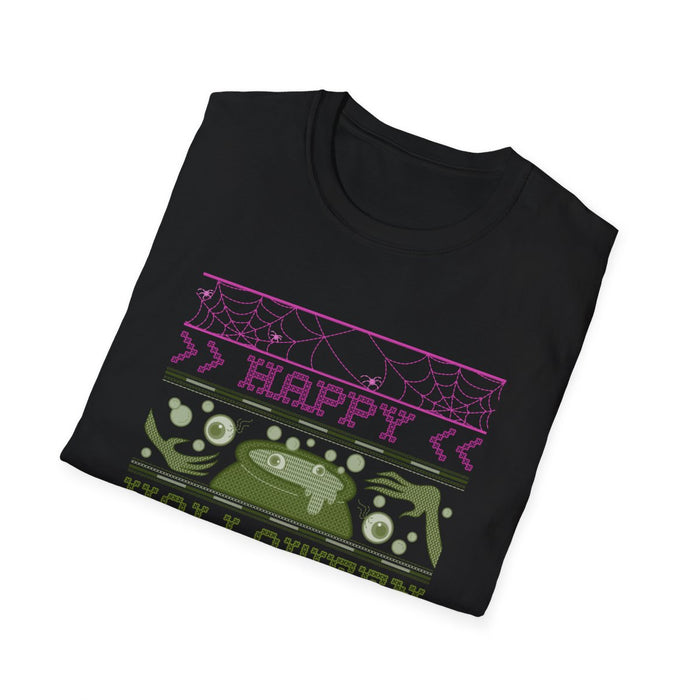 Happy Halloween Witches Retro Graphic T-Shirt - funny t-shirt by Cheeky Business