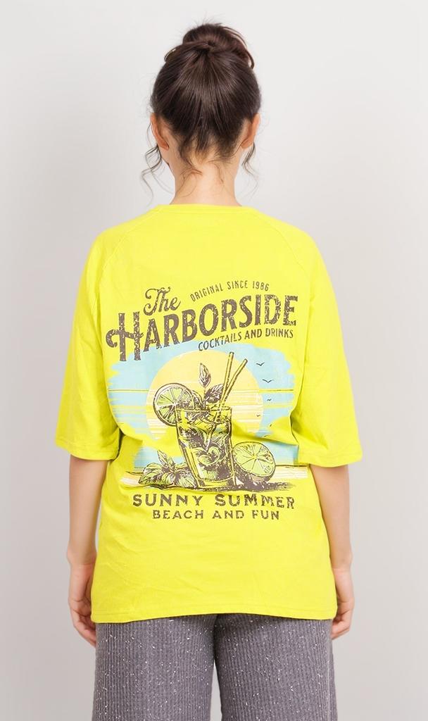 Harborside Graphic Neon Yellow Oversized Tee