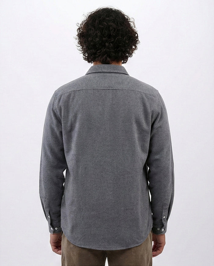 Heather Grey Classic Flannel Long Sleeve Shirt - O203066