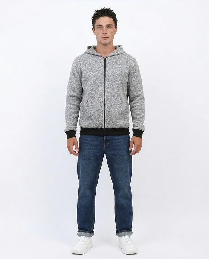 Heather Grey Contrast Trim Full-Zip Hoodie - O201226