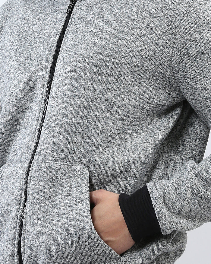 Heather Grey Contrast Trim Full-Zip Hoodie - O201226