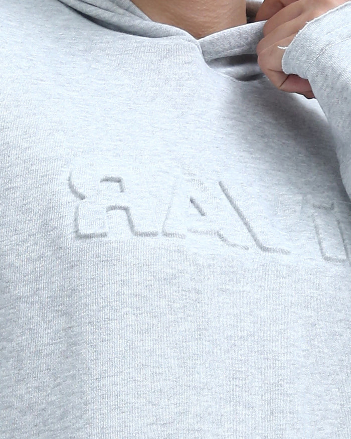 Heather Grey Embossed Logo Hoodie - O200022