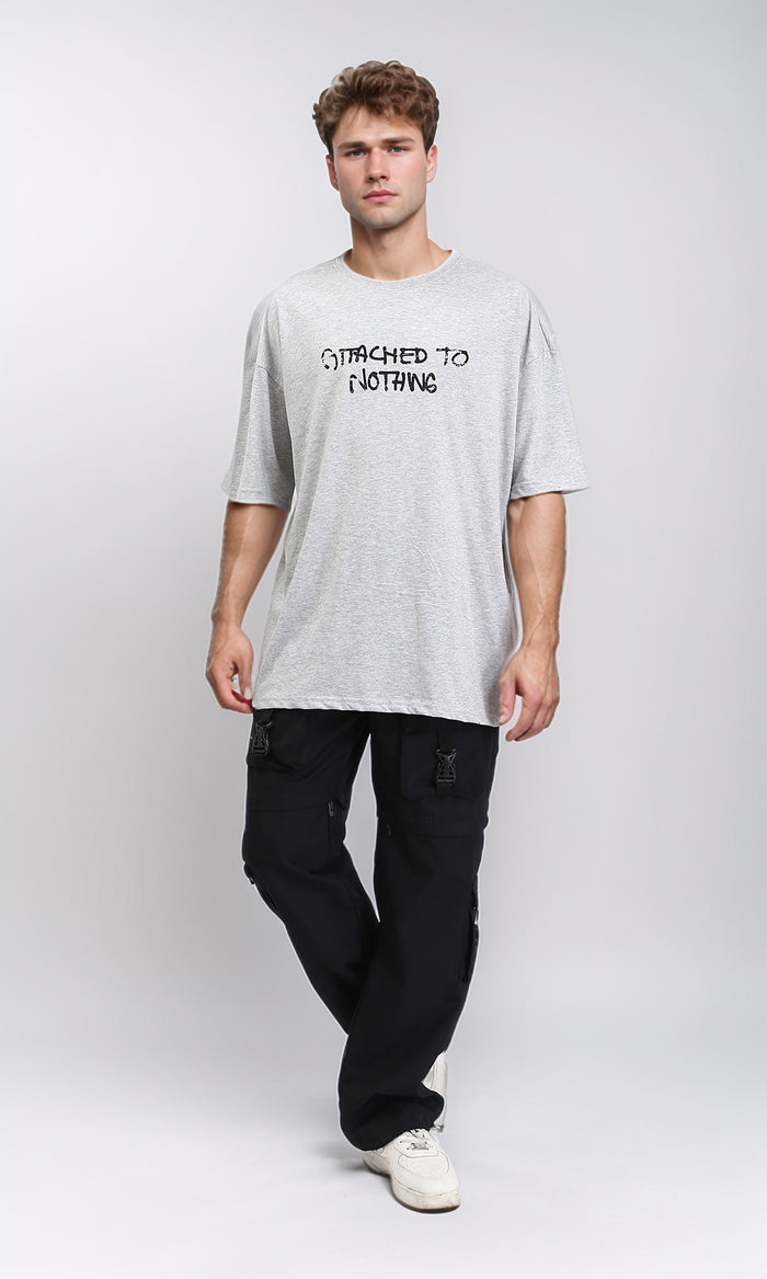Heather Grey Oversized Graphic Print Tee - R210936
