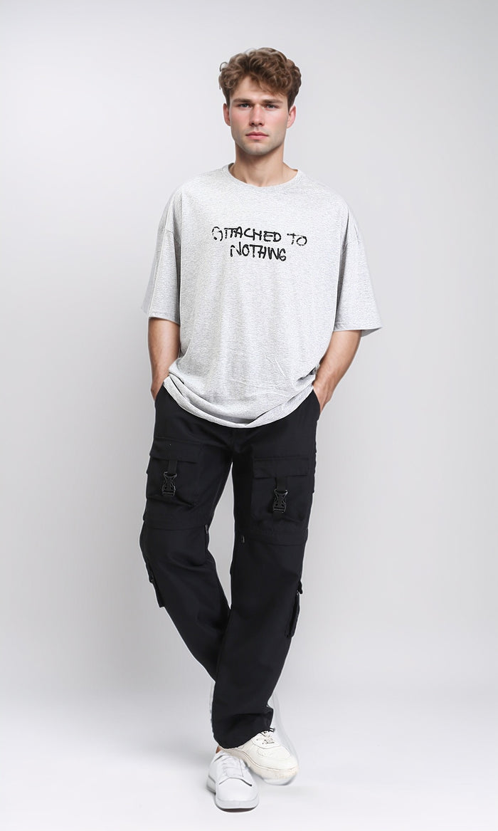 Heather Grey Oversized Graphic Print Tee - R210936