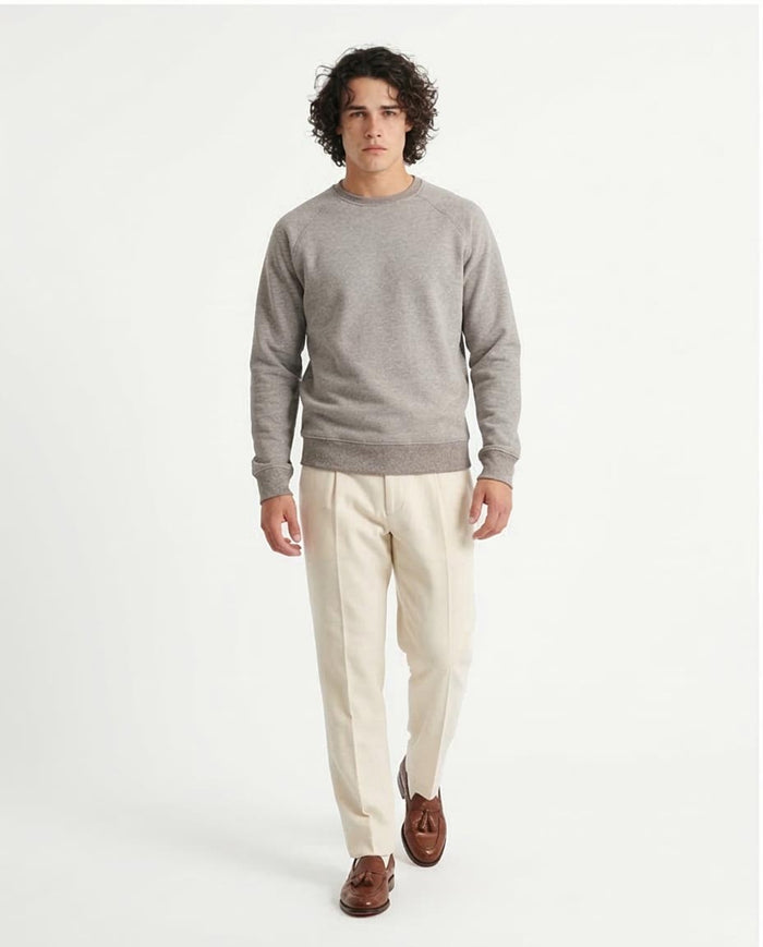 Heather Grey Raglan Sleeve Crewneck Sweatshirt - R206842
