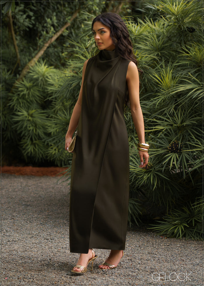 High Neck Sleeveless Maxi Dress - 090526