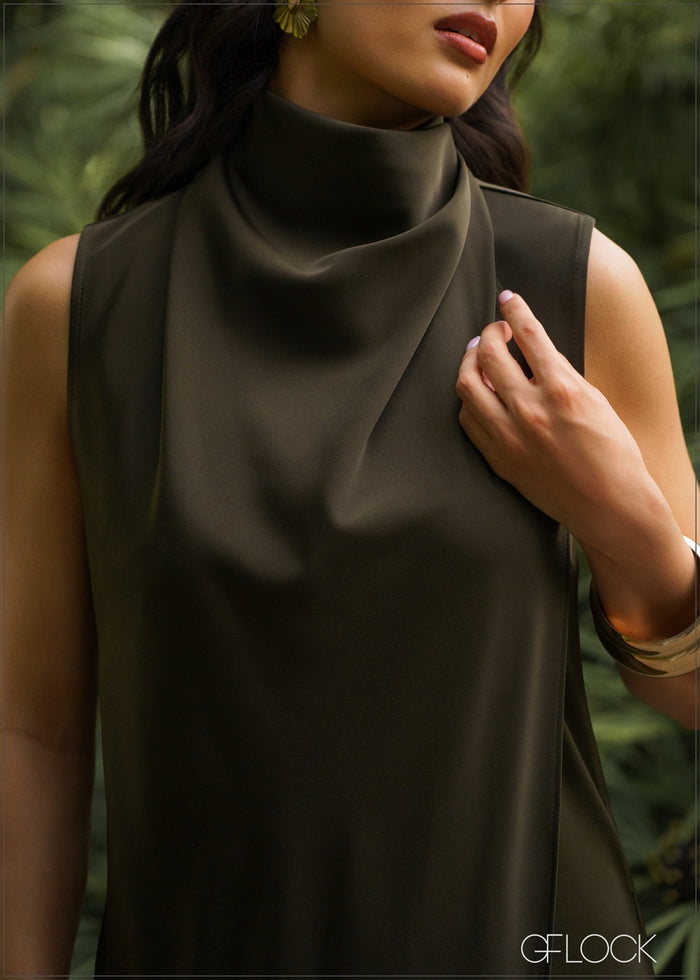 High Neck Sleeveless Maxi Dress - 090526