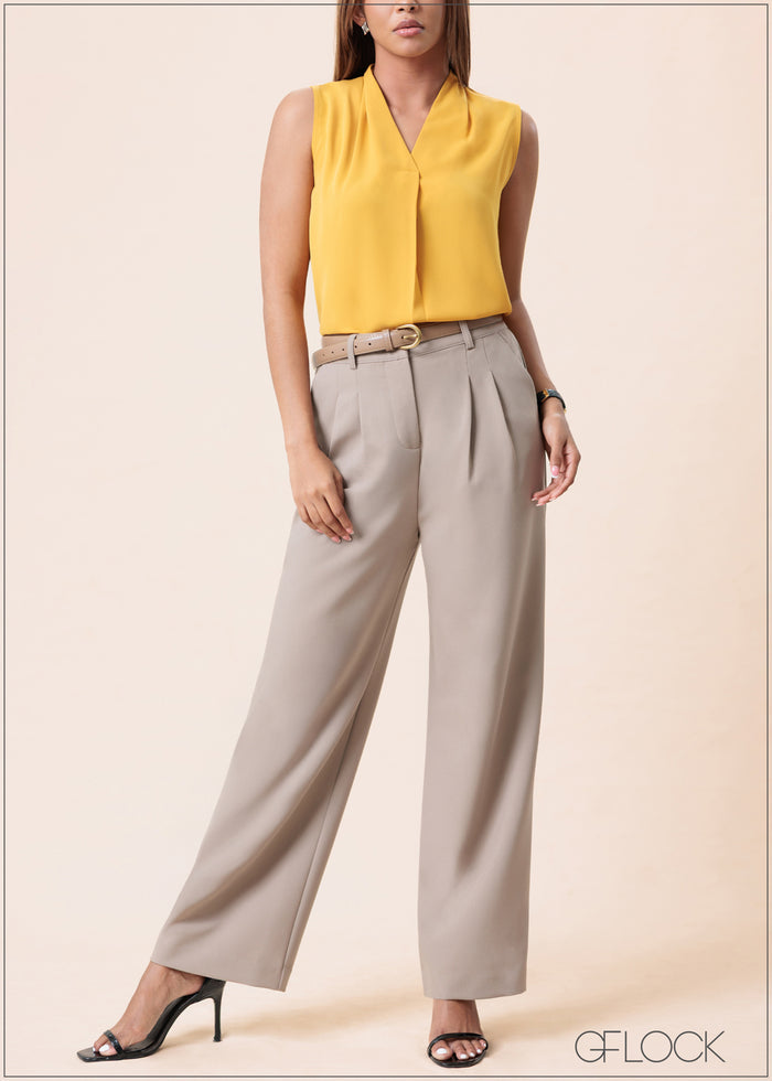 High Waist Pant With Pleats - 160525