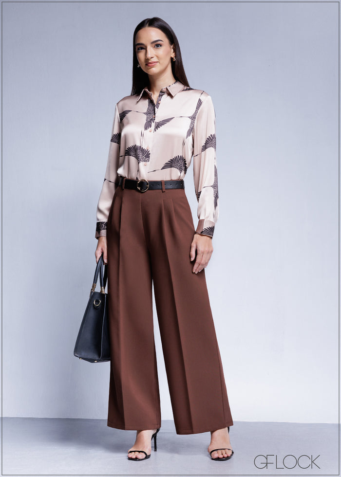 High Waist Pleated Pant - 100425