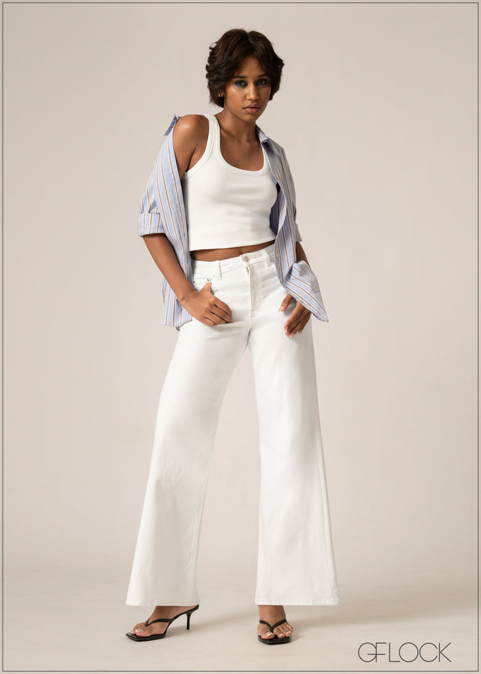 High Waist Wide Leg Jean - Long Length - 220826D