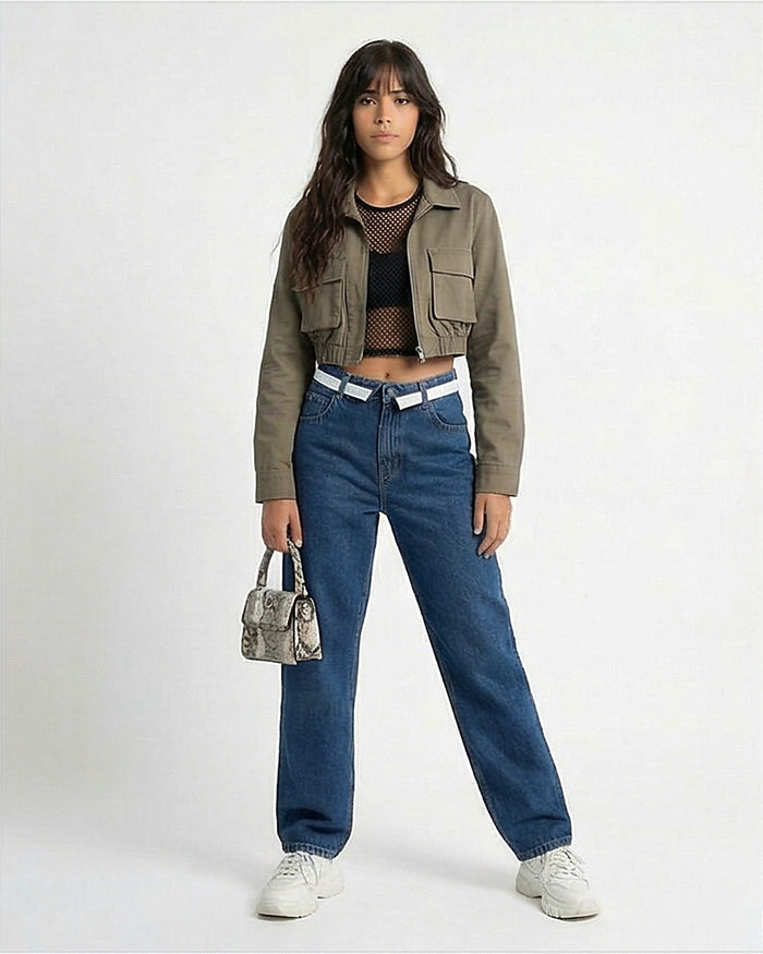 High-Waisted Relaxed Fit Denim Jeans
