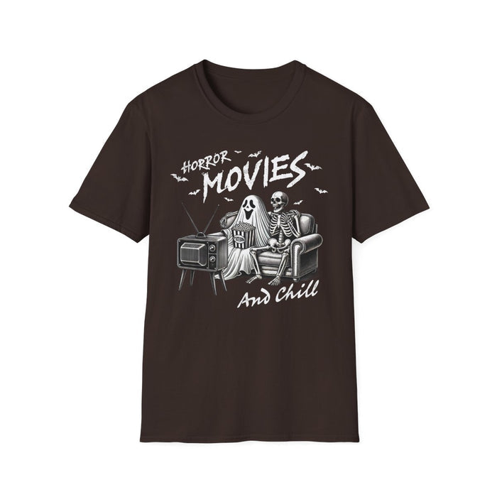 Horror Movies and Chill Halloween T-Shirt - funny t-shirt by Cheeky Business