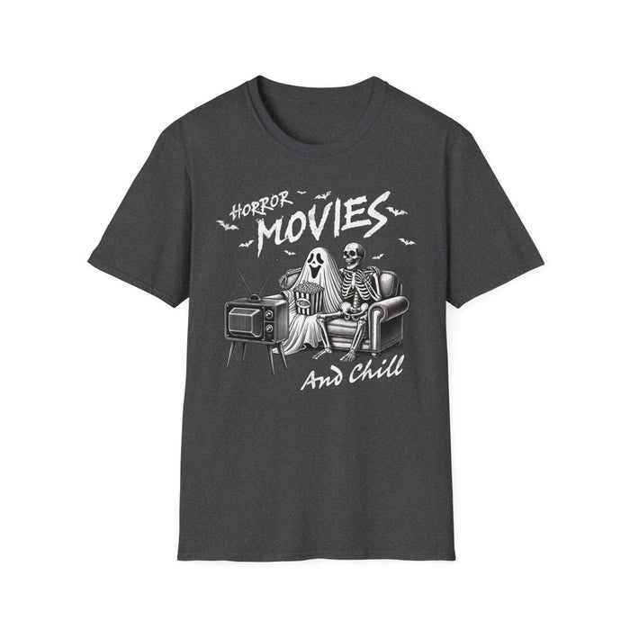 Horror Movies and Chill Halloween T-Shirt - funny t-shirt by Cheeky Business