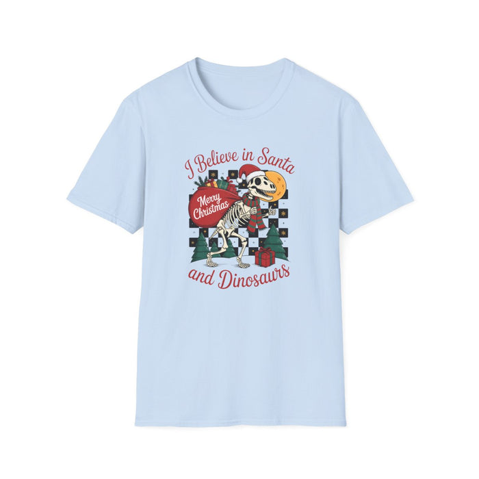 I Believe in Santa and Dinosaurs Christmas T-Shirt - funny t-shirt by Cheeky Business