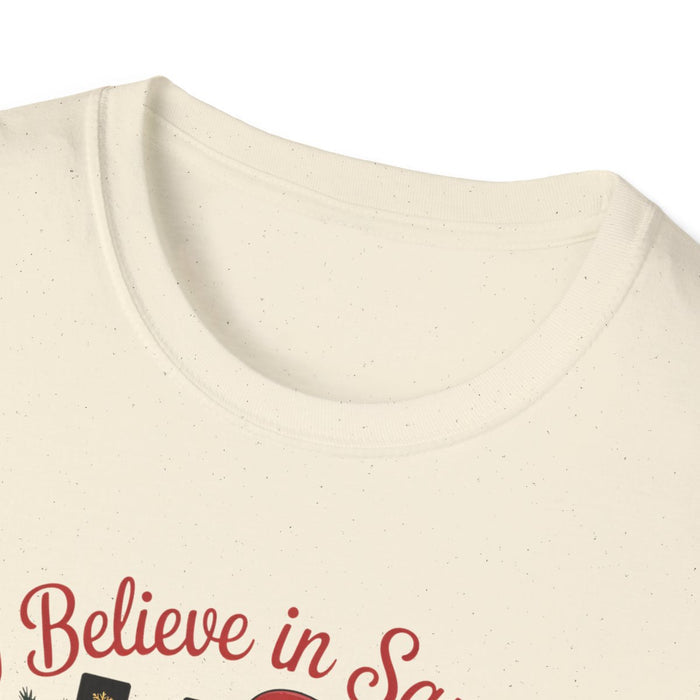 I Believe in Santa and Dinosaurs Christmas T-Shirt - funny t-shirt by Cheeky Business