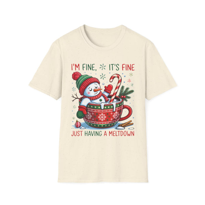 I’m Fine It’s Fine Just Having a Meltdown Christmas T-Shirt - funny t-shirt by Cheeky Business