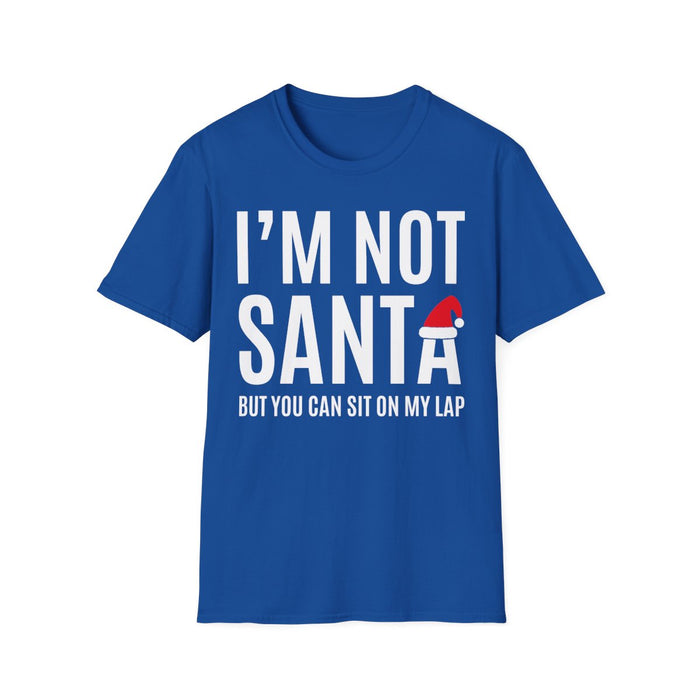 royal blue t-shirt with funny Christmas slogan design for festive wear