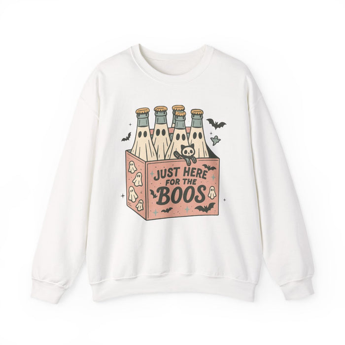 sport grey sweatshirt with playful boos slogan and ghost bottle print