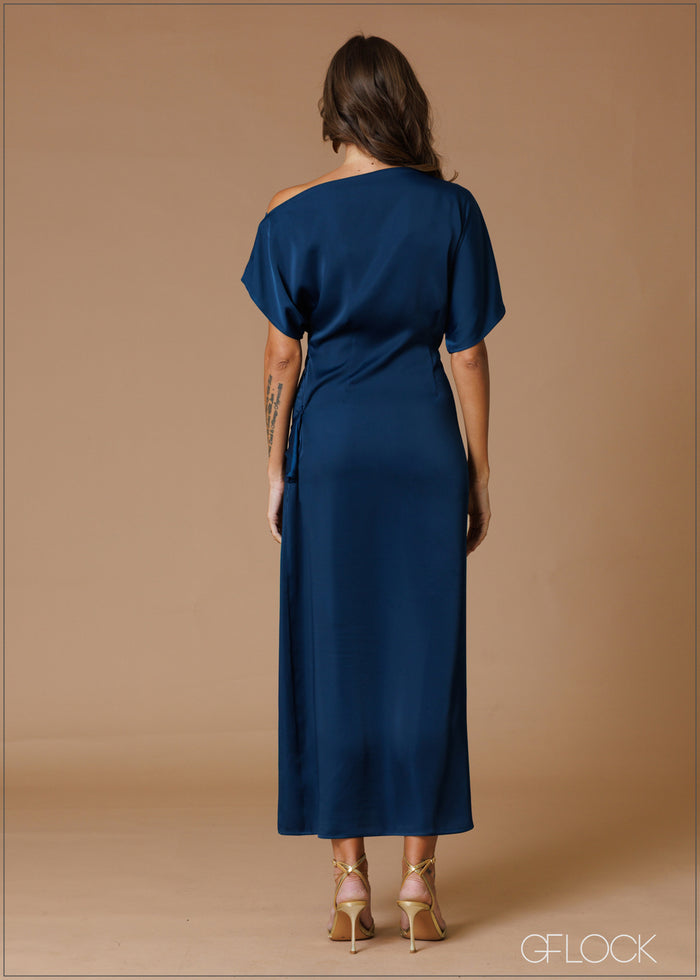 Knot Detail Cold Shoulder Dress - 140826