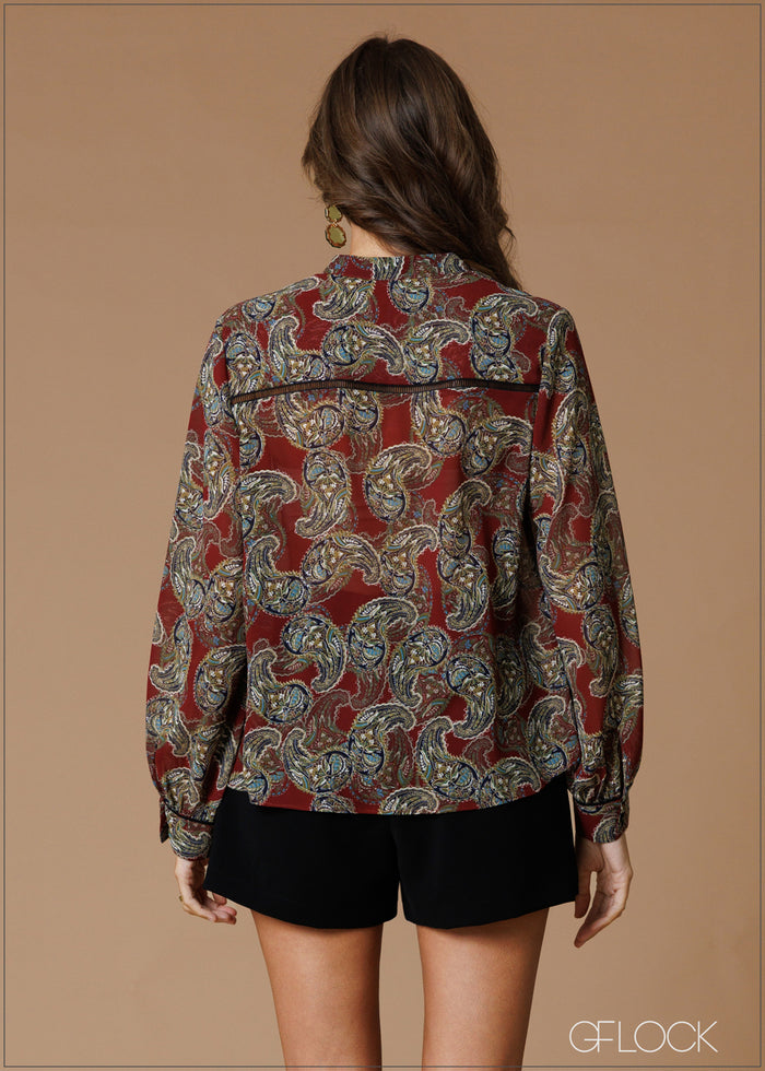 Lace Detail Button-Down Shirt - 140826