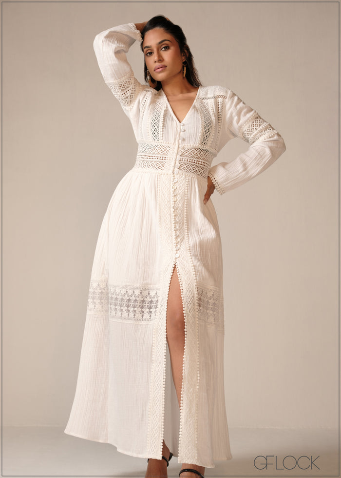 Lace Mix Maxi Dress - 190326