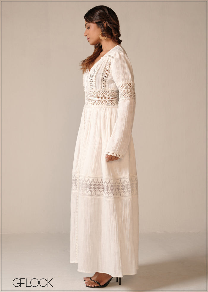 Lace Mix Maxi Dress - 190326