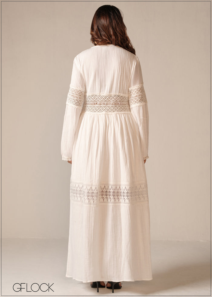 Lace Mix Maxi Dress - 190326