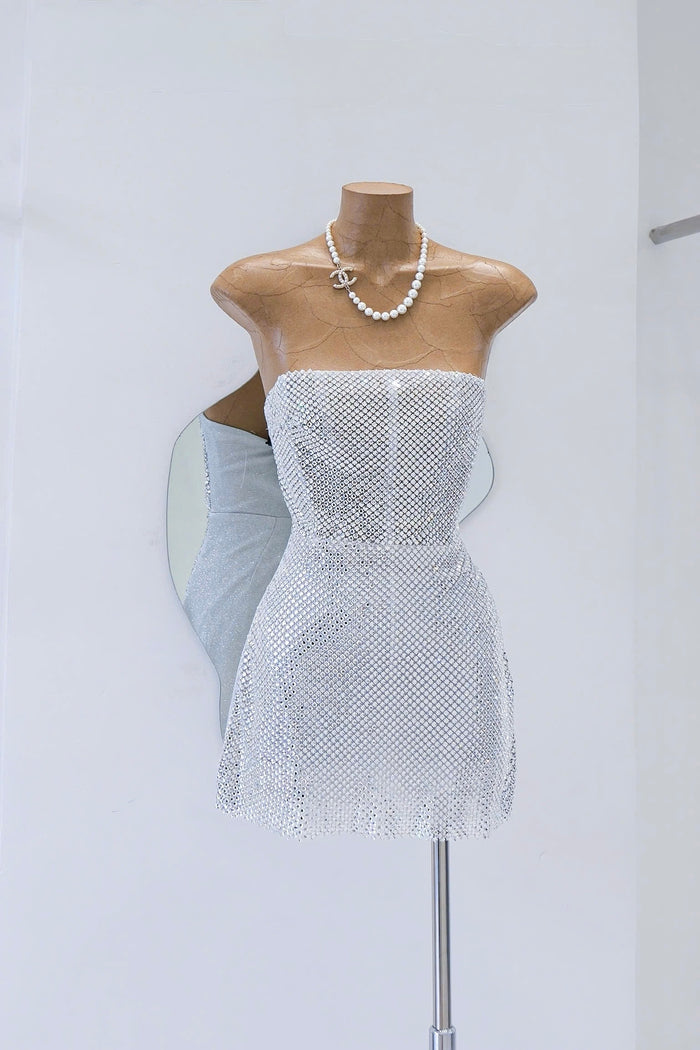 Silver / M / Strap Mini Dress