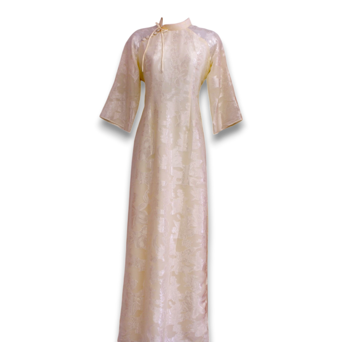 Layered Embossed Flowers Ao Dai Set
