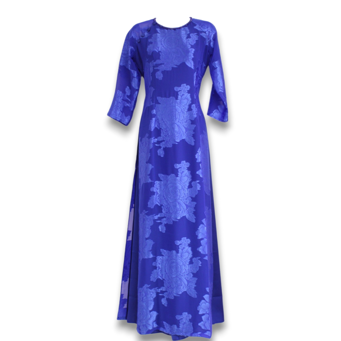 Layered Embossed Flowers Ao Dai Set