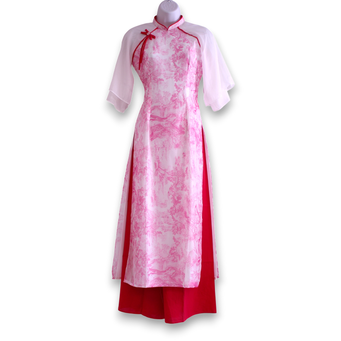 Layered Pink Short Ao Dai Set