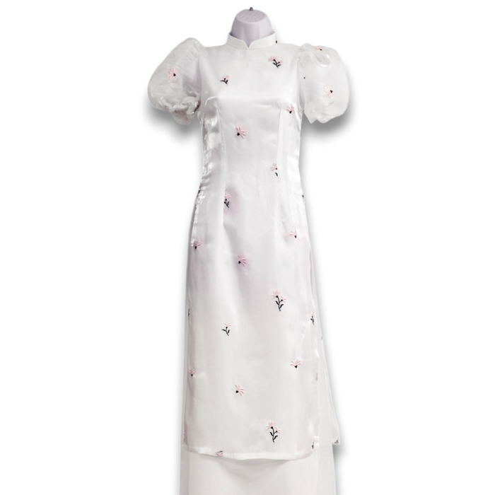 Layered Satin Puff Ao Dai Set